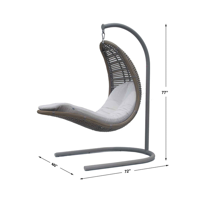 Drone Hanging Chair with Frame and Sunbrella Cushions