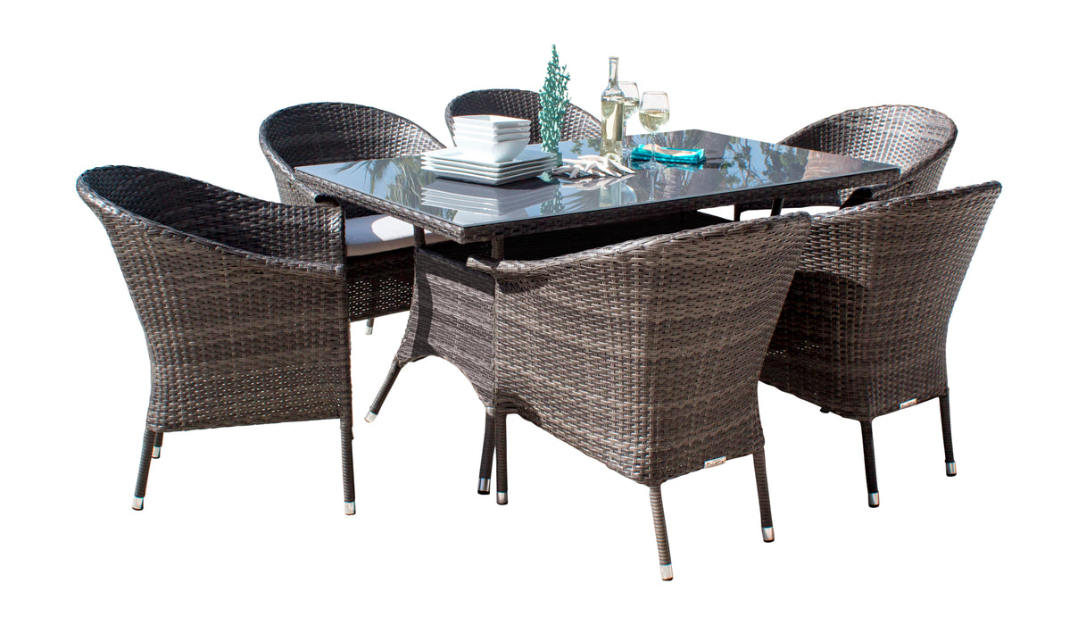 Ultra 7-Piece Woven Armchair Dining Set with Cushions