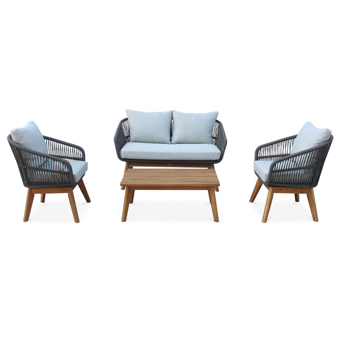 Divers Cove 4-Piece Settee Acacia Wood Set