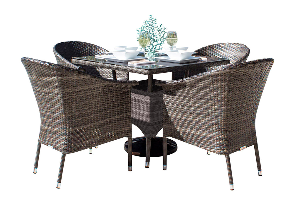 Ultra 5-Piece Woven Armchair Dining Set with Cushions