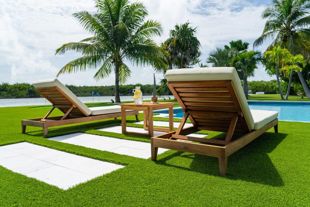 Panama Jack Bali Teak Chaise Lounge with Cushion