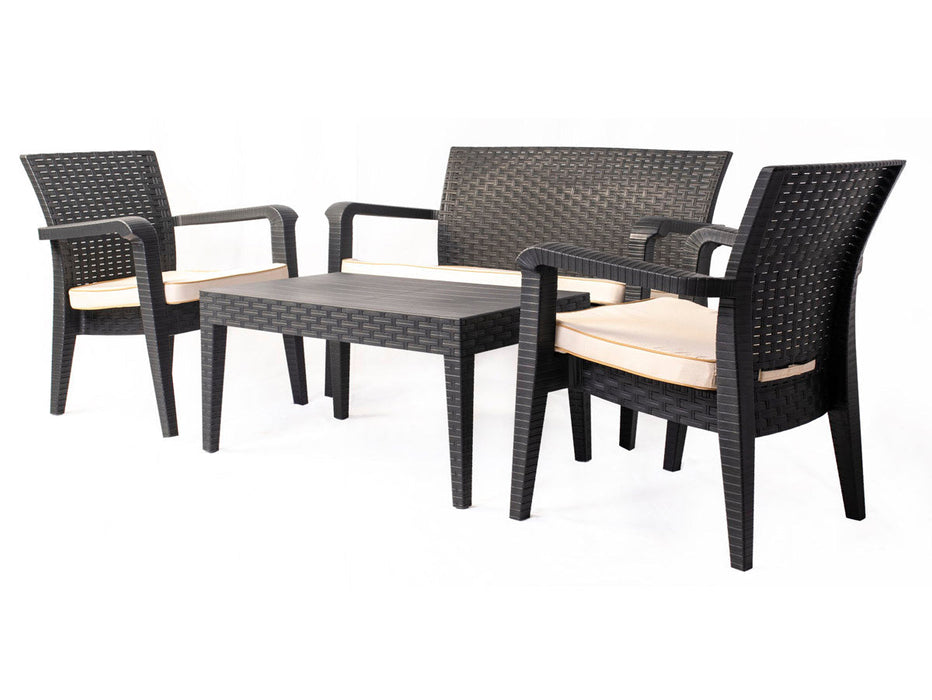 Alaska 4-Piece Seating Set with Cushions-Anthracite