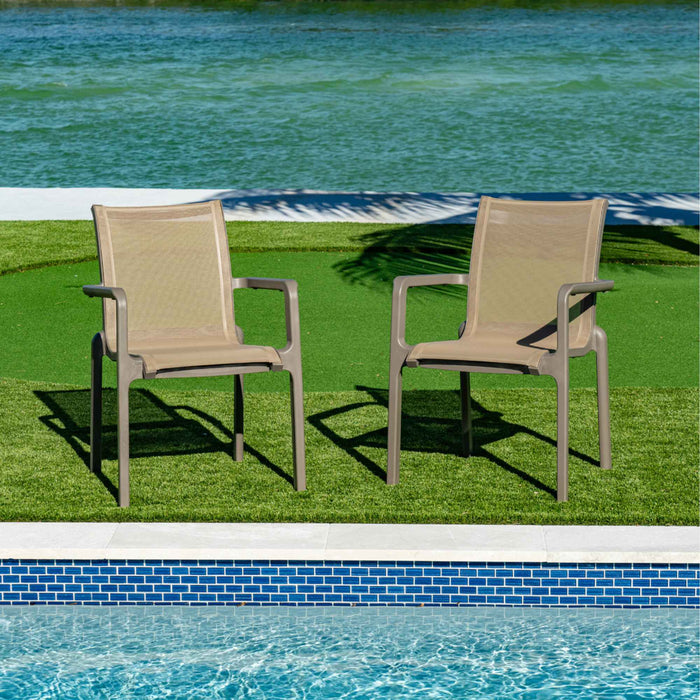 Paris Set of 2 Sling Armchairs - Cappucino