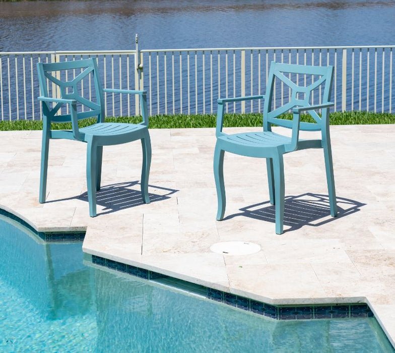 Zeus Set of 2 Stackable Armchair-Teal