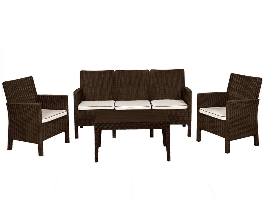 Nova 4-Piece Sofa Set with Cushions-Brown