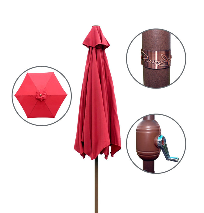 Panama Jack Red 9 Ft Aluminum Patio Umbrella W/Crank