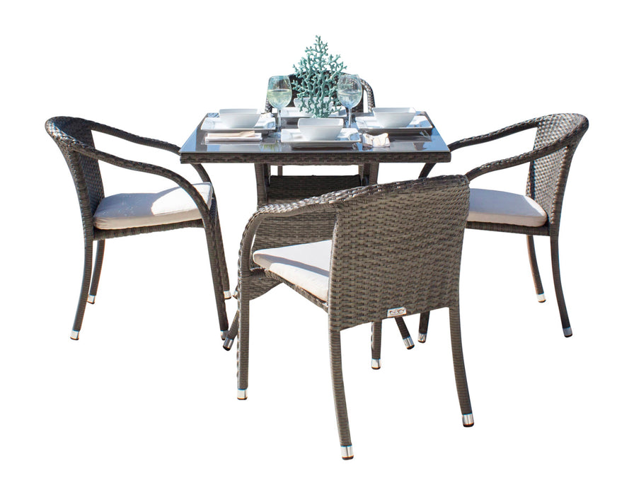 Ultra 5 PC Stackable Woven Armchair Dining Set with Cushions