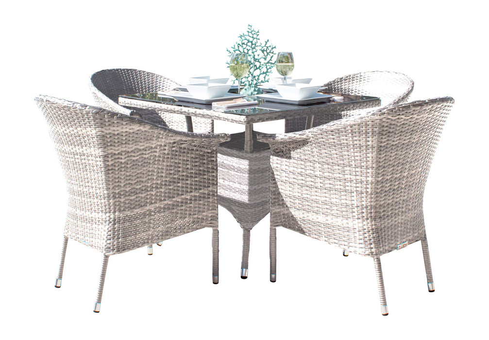 Athens 5 PC Woven Armchair Dining Set with Cushions