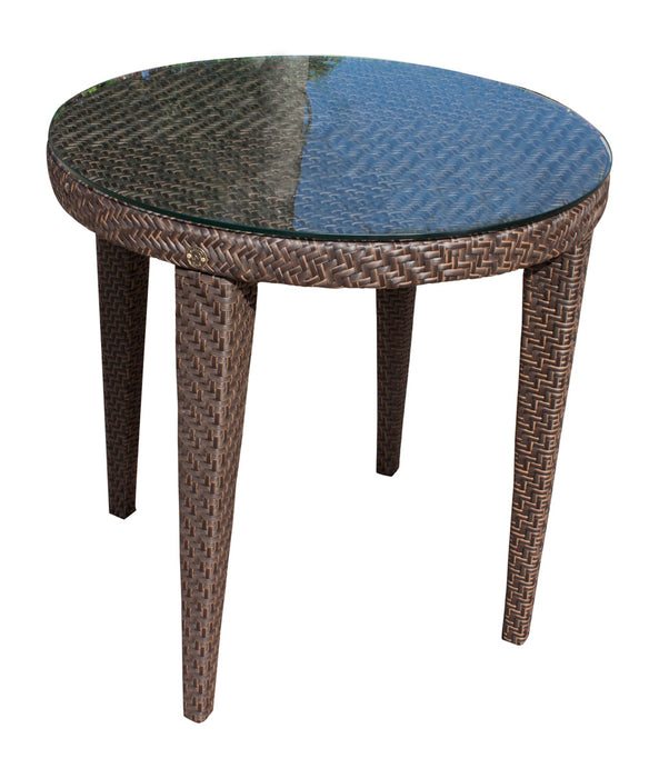 Soho Patio Woven Round Dining 30" Table with Glass