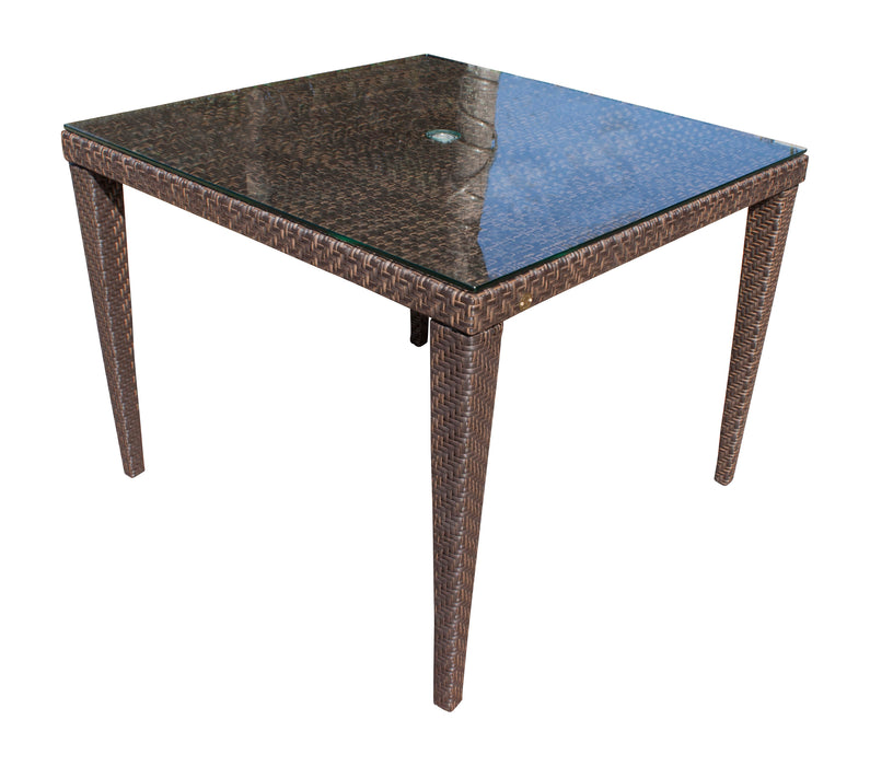 Soho Patio Woven Square 40" Dining Table with Glass