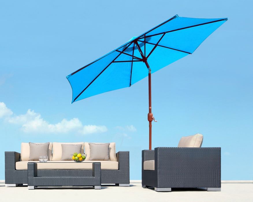 Panama Jack Blue 9 Ft Aluminum Patio Umbrella W/Crank