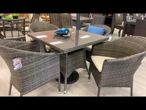 Ultra 5 PC Woven Armchair Dining Set with Cushions